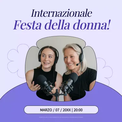 Annuncio del podcast Purple Trendy Woman's Day Social Media Square