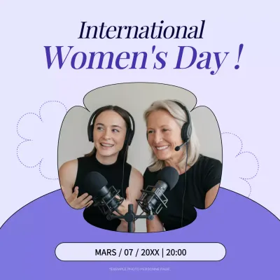 Annonce du podcast Purple Trendy Woman's Day sur les réseaux sociaux