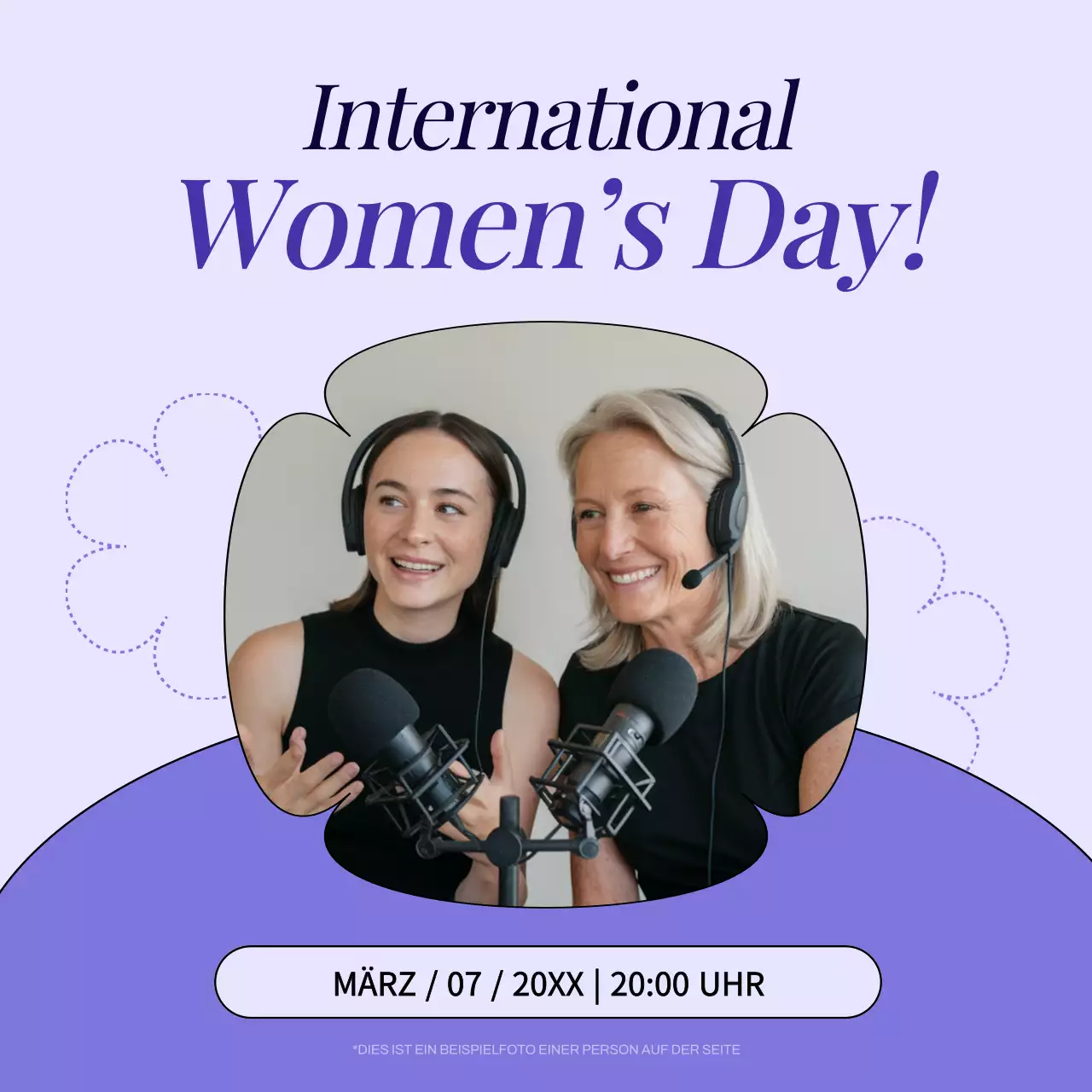 Lila Trendy Woman's Day Podcast Ankündigung Social Media Square