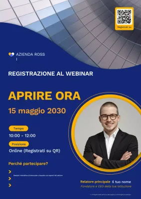 Poster di registrazione al webinar sulla leadership professionale Blue Yellow