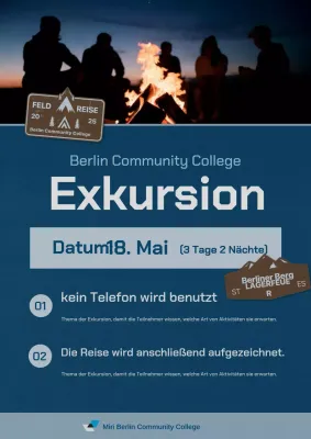 Blaue, einfache Ankündigung einer Exkursion