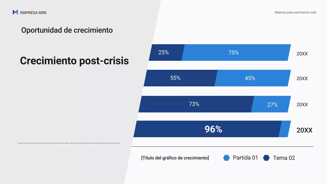 Presentación de la promoción del seminario web empresarial profesional de Blue