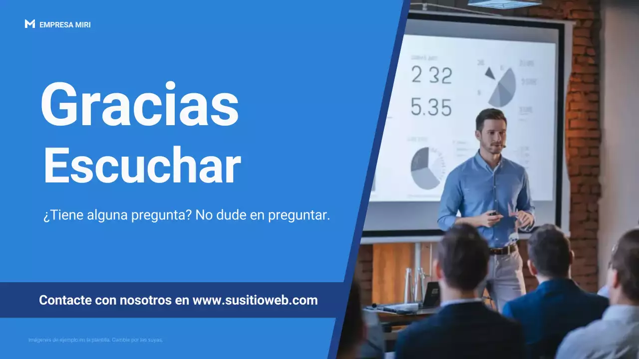 Presentación de la promoción del seminario web empresarial profesional de Blue