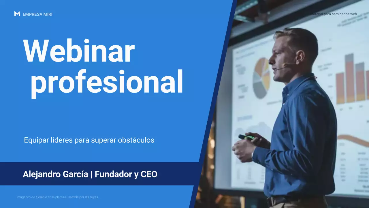 Presentación de la promoción del seminario web empresarial profesional de Blue