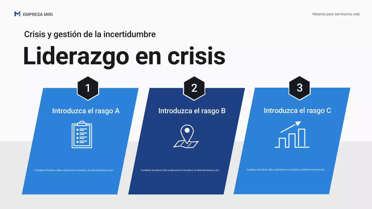 Presentación de la promoción del seminario web empresarial profesional de Blue