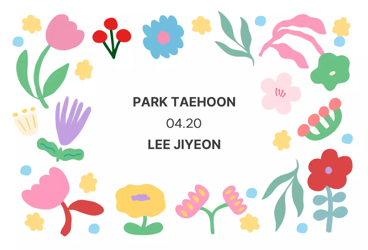 Ilustrasi bunga undangan grafis lucu