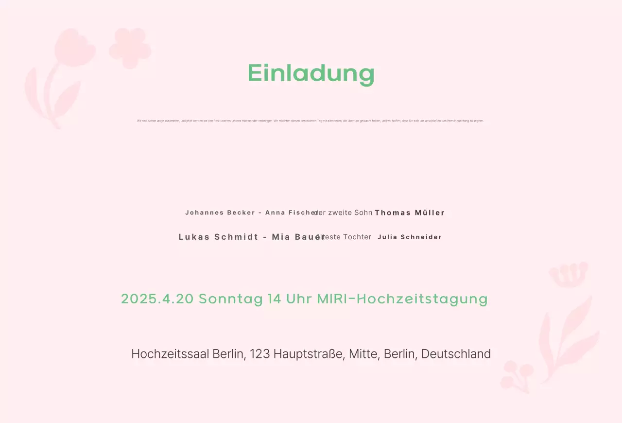 Niedliche grafische Einladung mit Blumenillustration