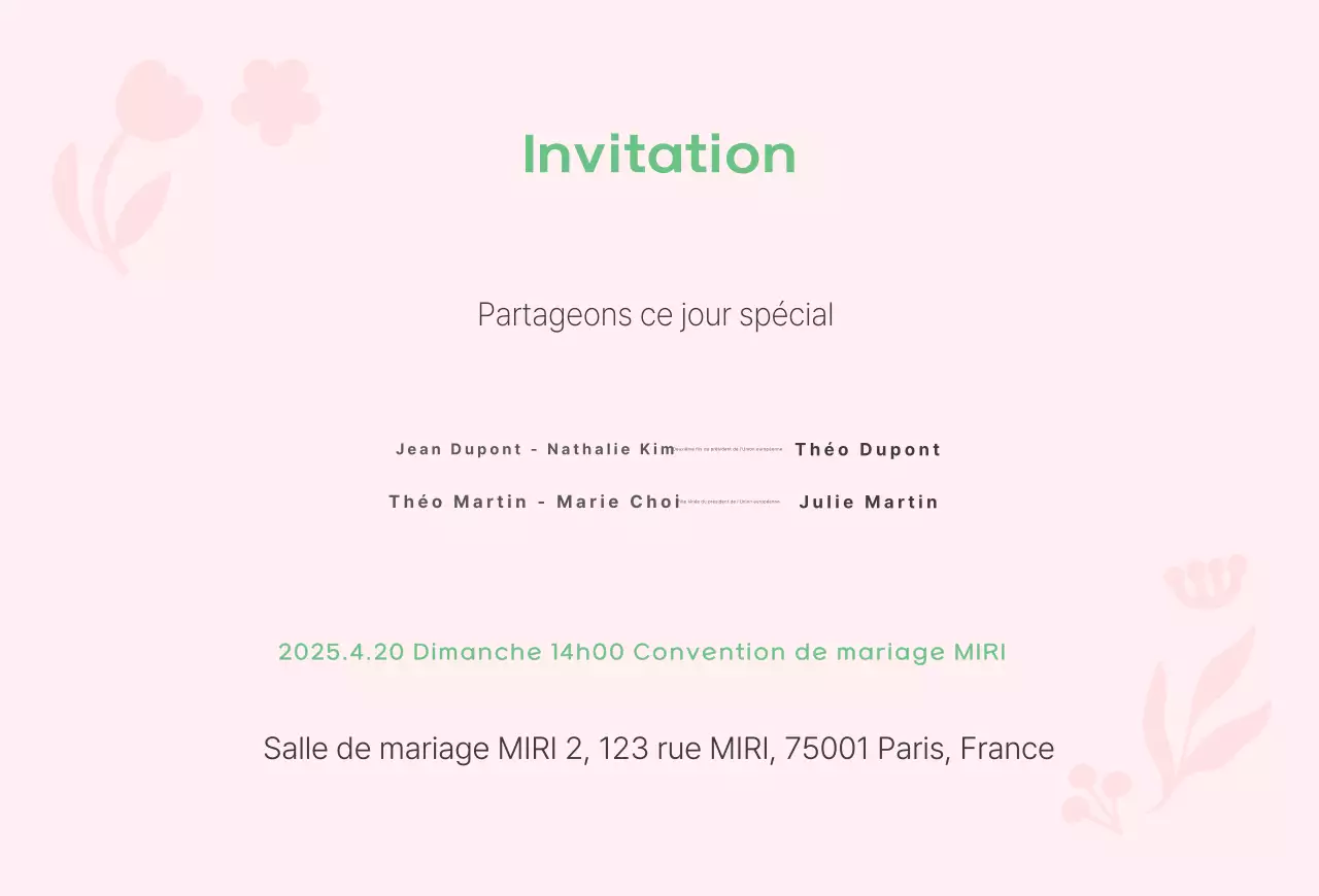 Invitation graphique mignonne avec illustration de fleur
