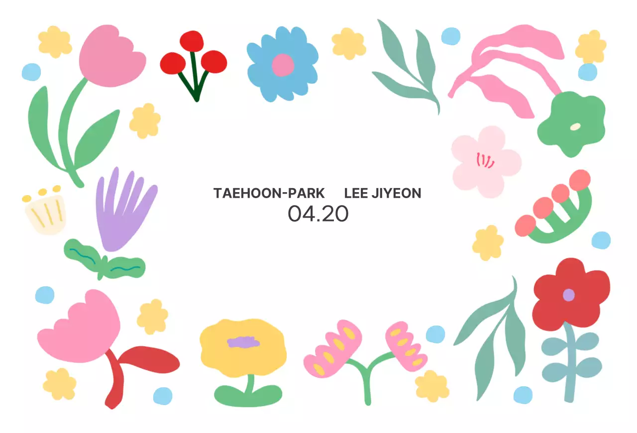 Niedliche grafische Einladung mit Blumenillustration