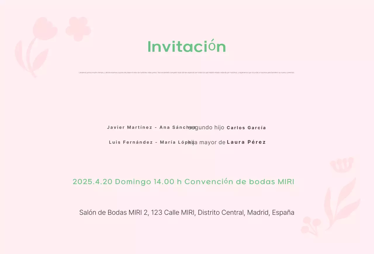Ilustración de flores linda invitación gráfica