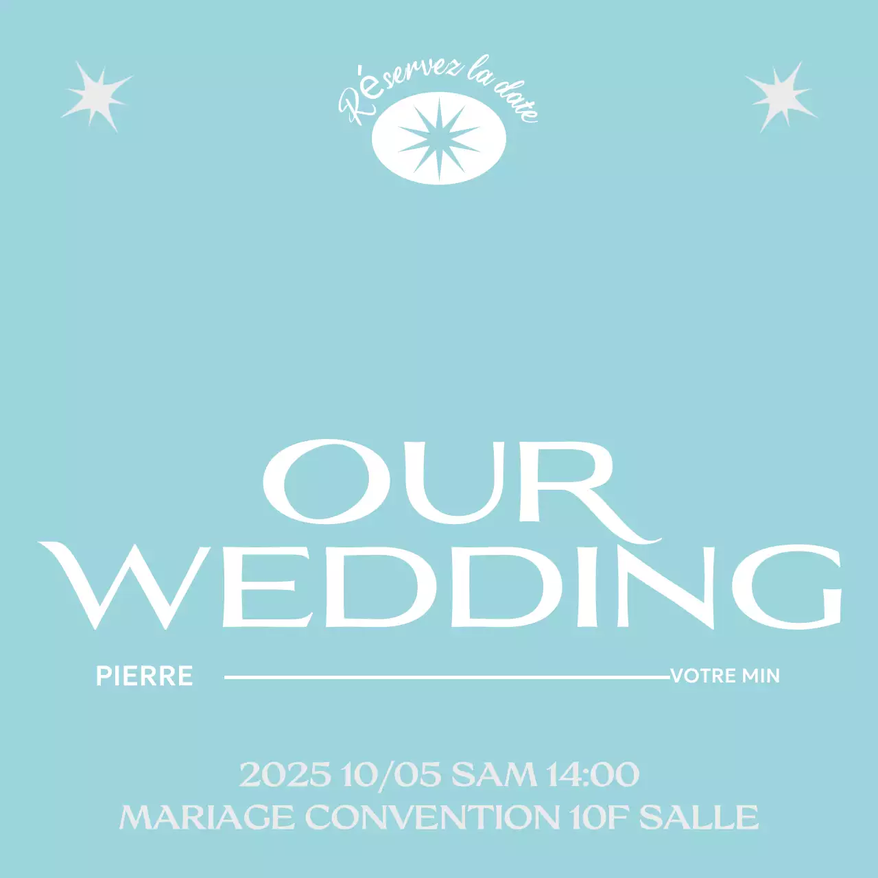 Invitation de mariage simple bleu ciel