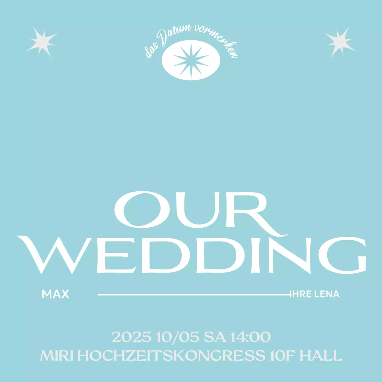 Himmelblaue einfache Hochzeitseinladung