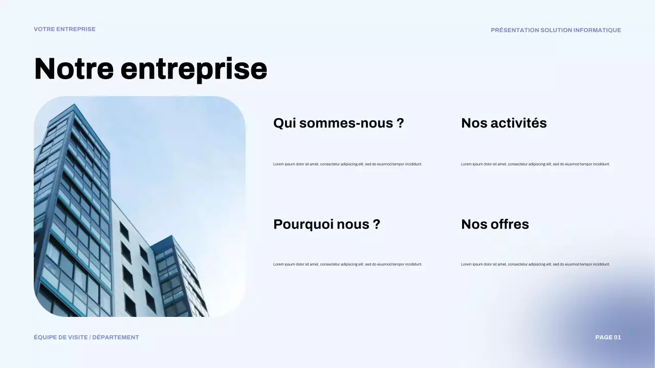 présentation informatique moderne bleue