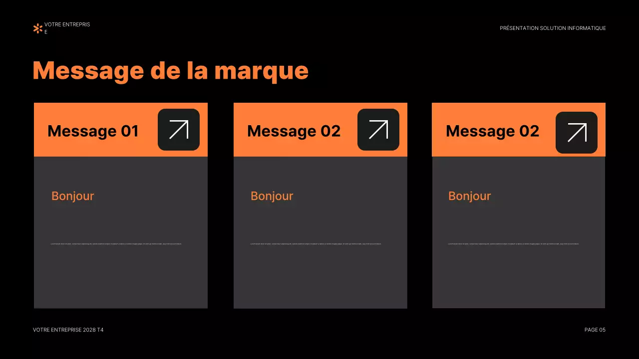 document de présentation informatique moderne orange