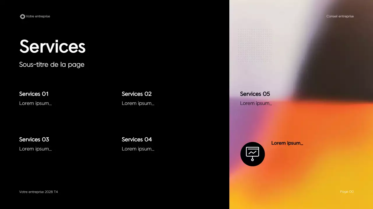 Présentation de conseil aux entreprises géométriques modernes noires