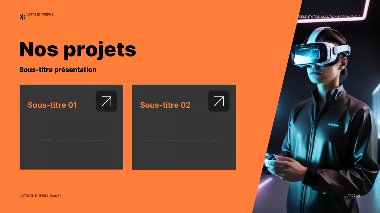 document de présentation informatique moderne orange