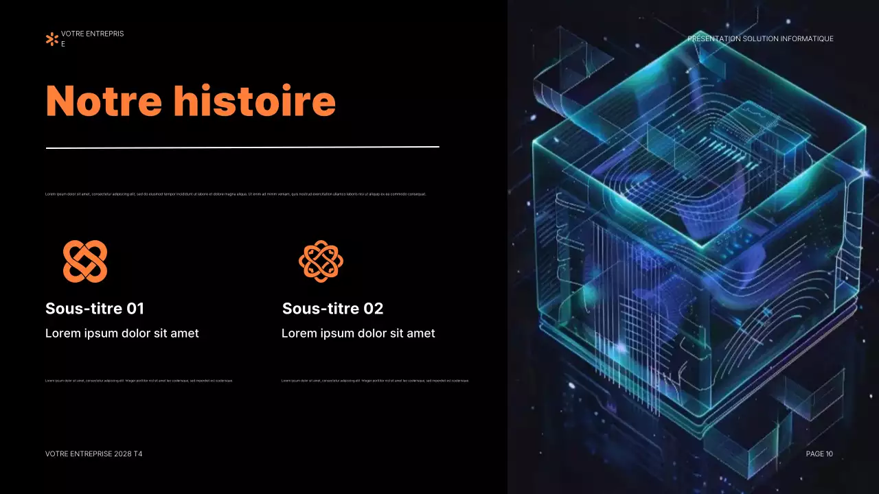 document de présentation informatique moderne orange