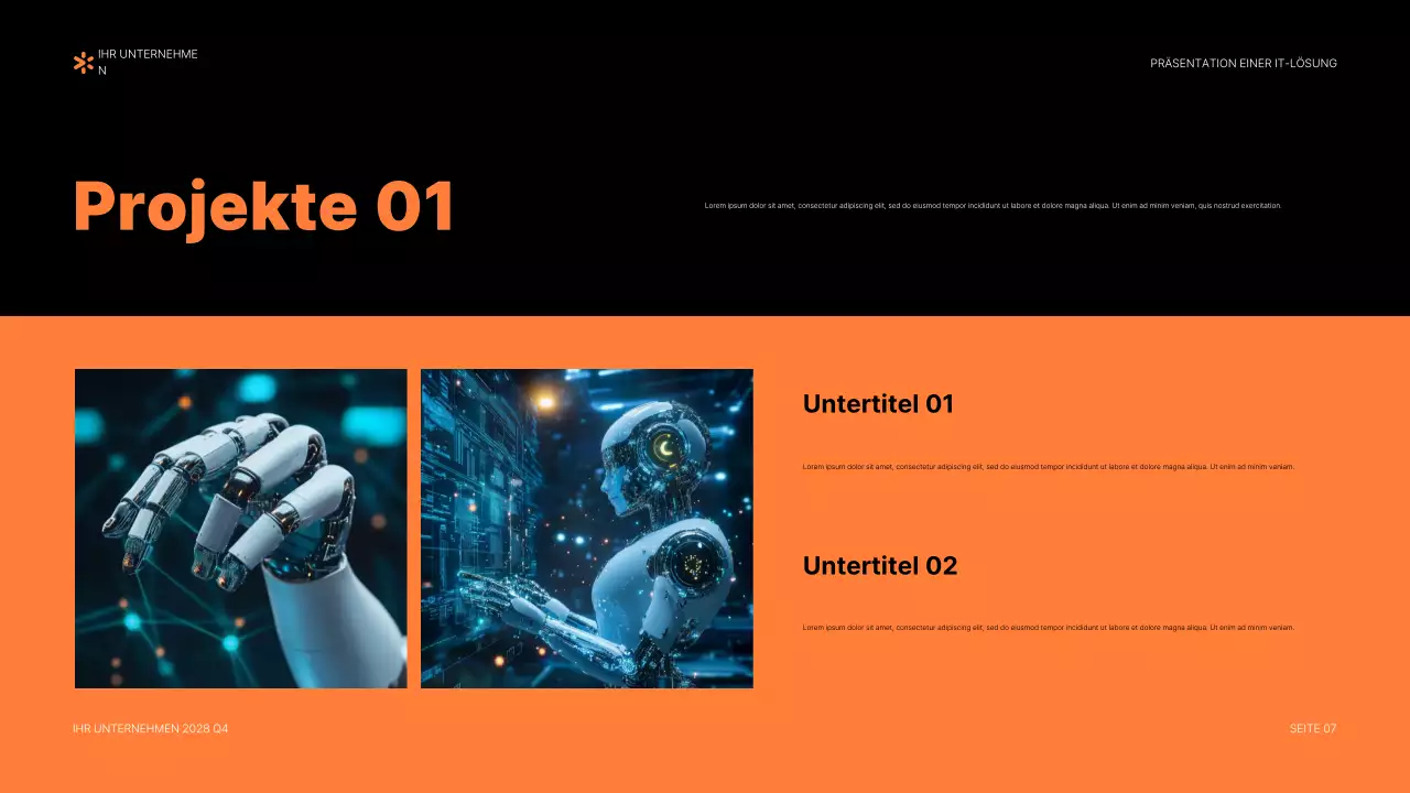 orangefarbenes modernes IT-Präsentationsdokument