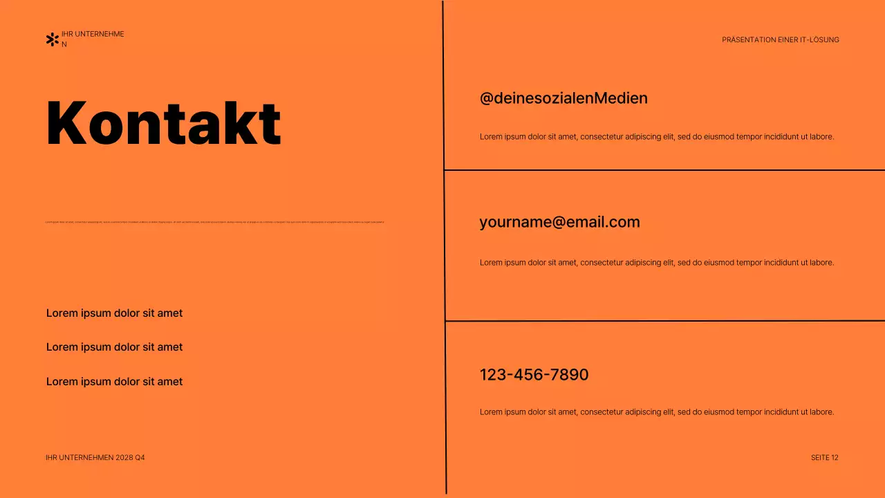 orangefarbenes modernes IT-Präsentationsdokument