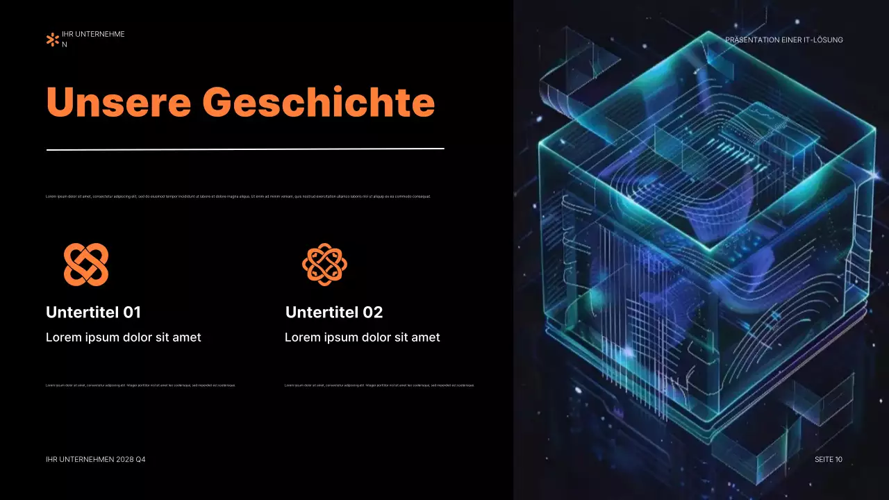 orangefarbenes modernes IT-Präsentationsdokument