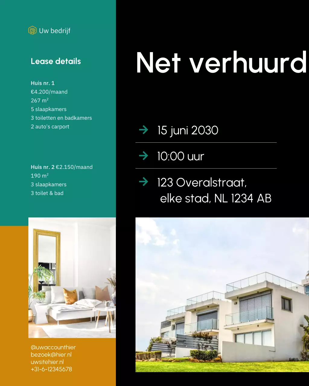 beige moderne vastgoedaankondiging