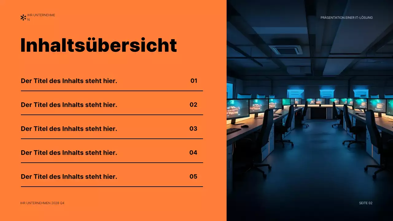 orangefarbenes modernes IT-Präsentationsdokument