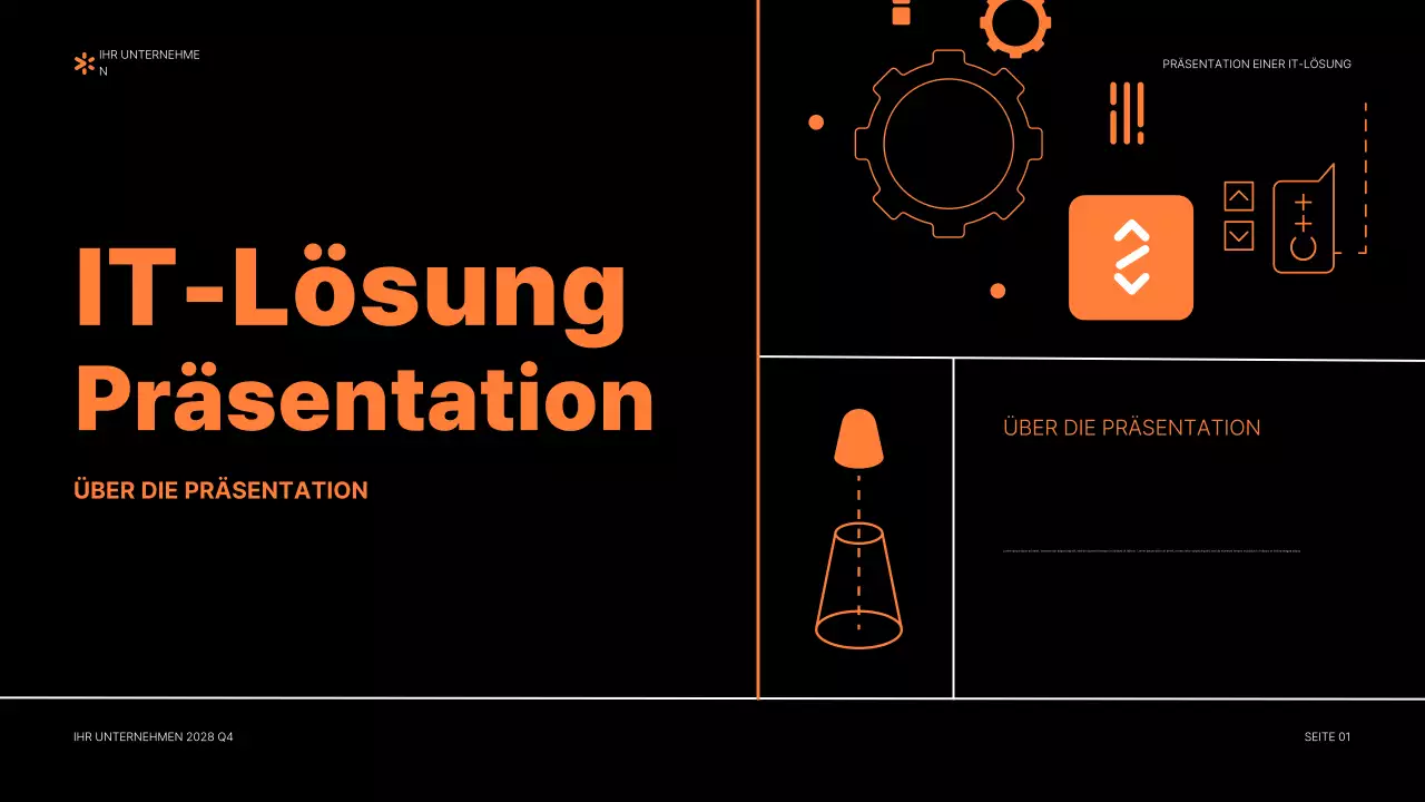 orangefarbenes modernes IT-Präsentationsdokument