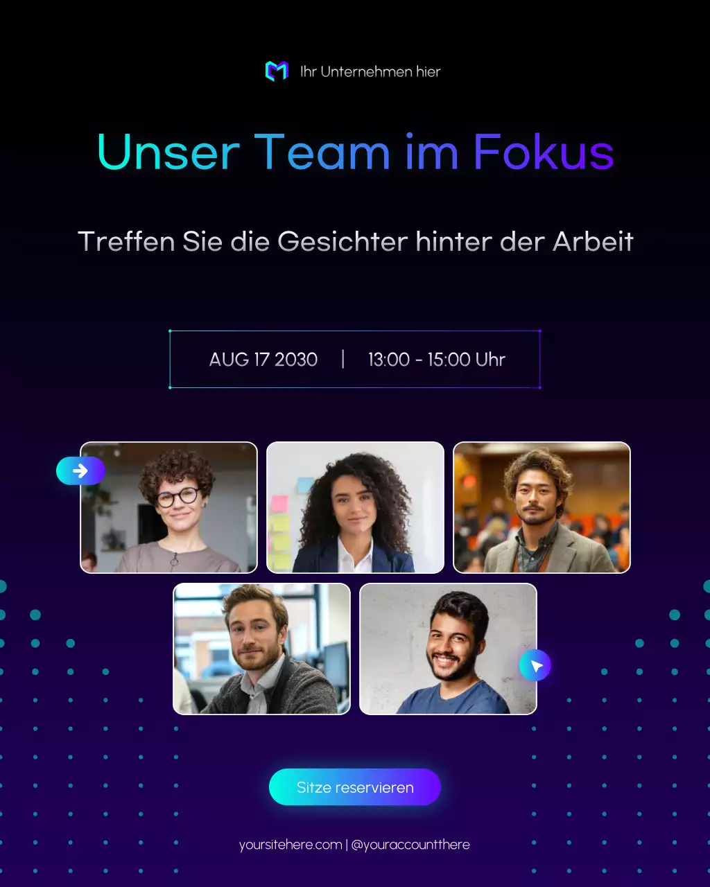 schwarze moderne Teamevent-Ankündigung