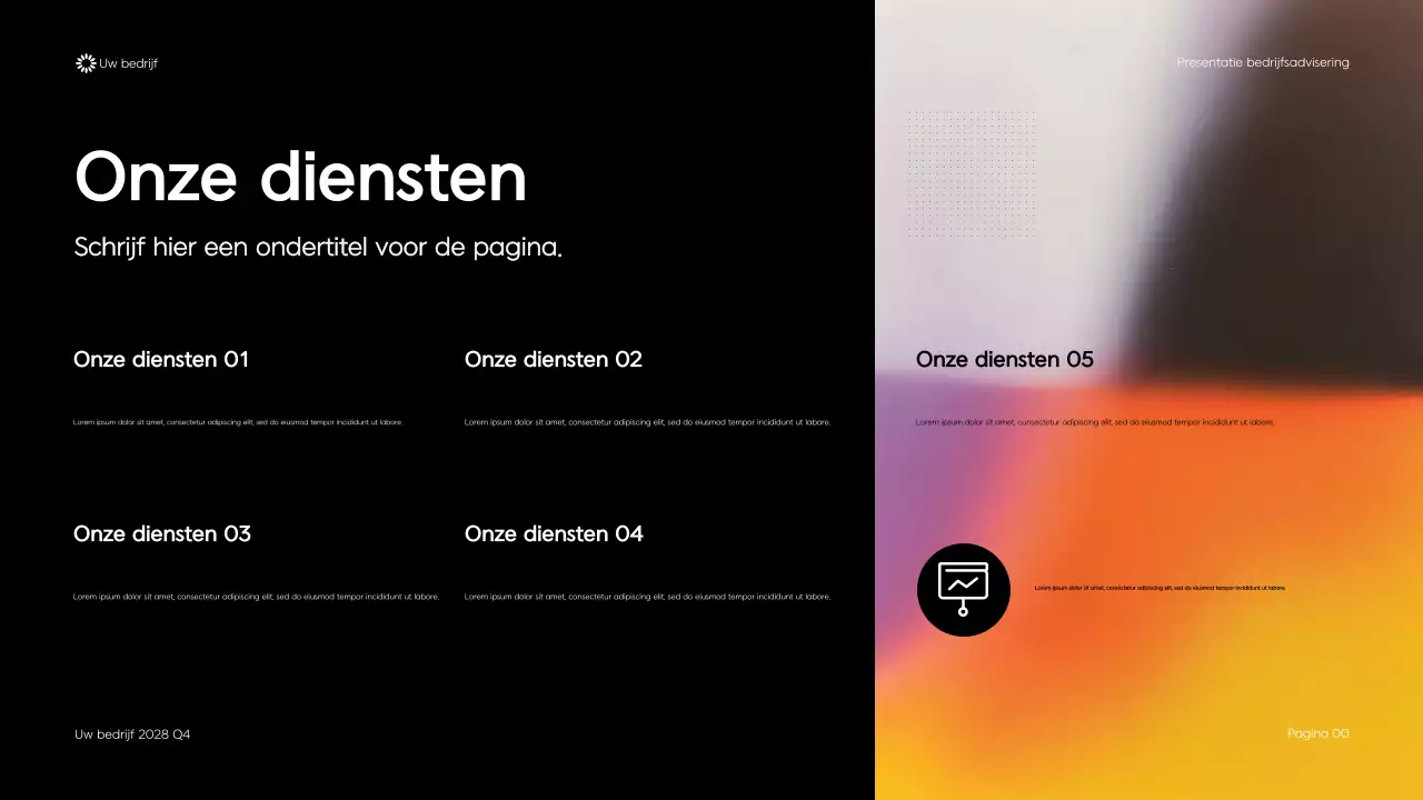 Zwarte moderne geometrische zakelijke adviespresentatie