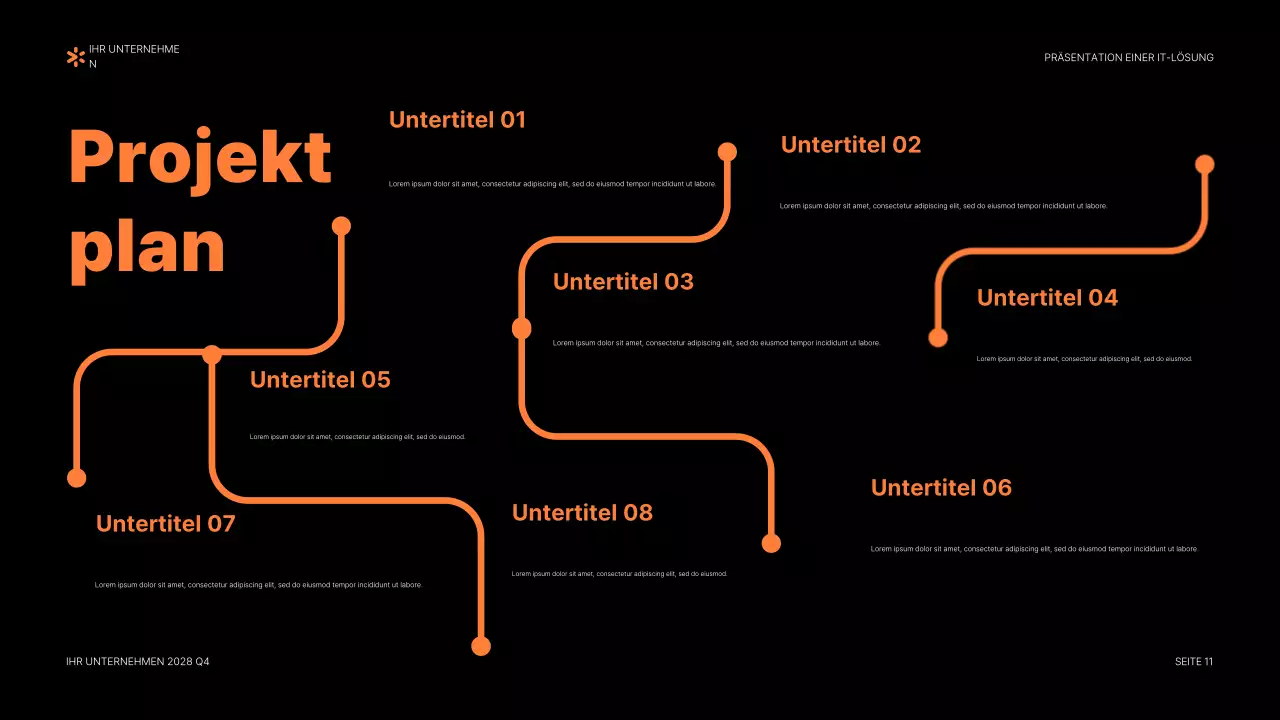 orangefarbenes modernes IT-Präsentationsdokument