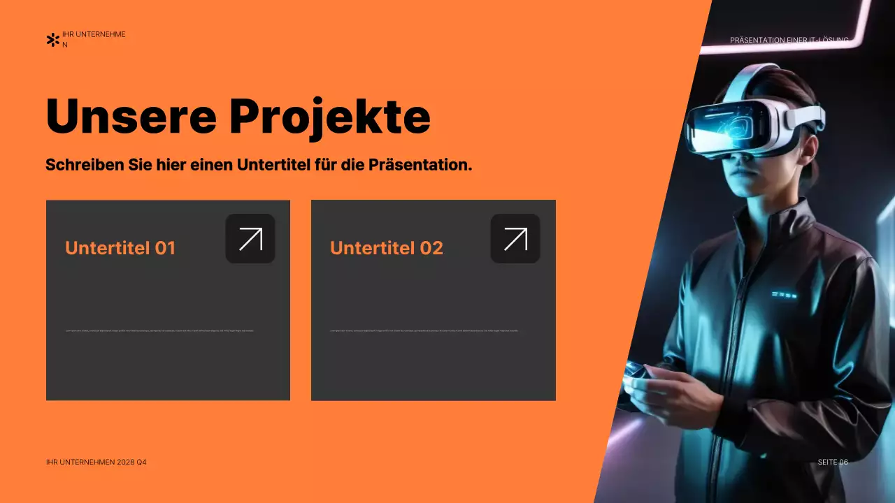 orangefarbenes modernes IT-Präsentationsdokument