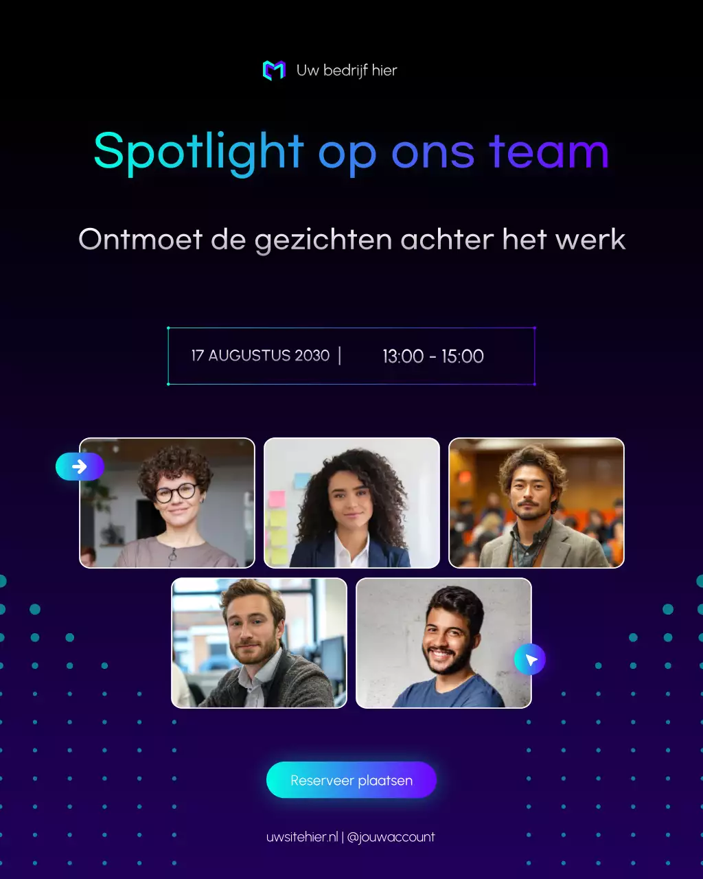 aankondiging van een zwart modern teamevenement