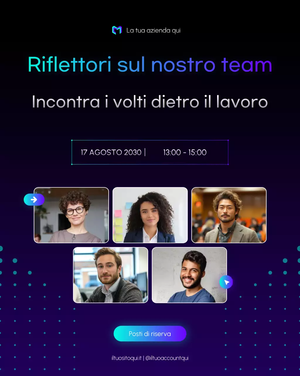 annuncio dell'evento della squadra moderna nera