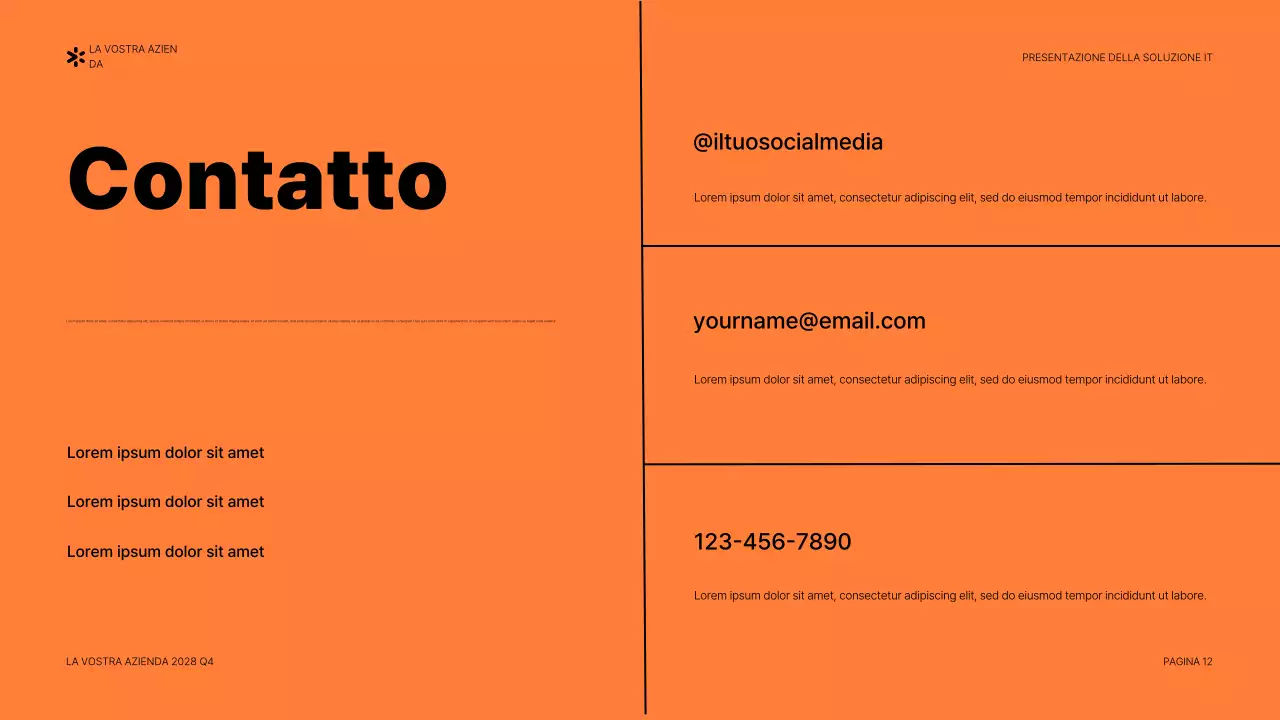 documento di presentazione IT moderno arancione