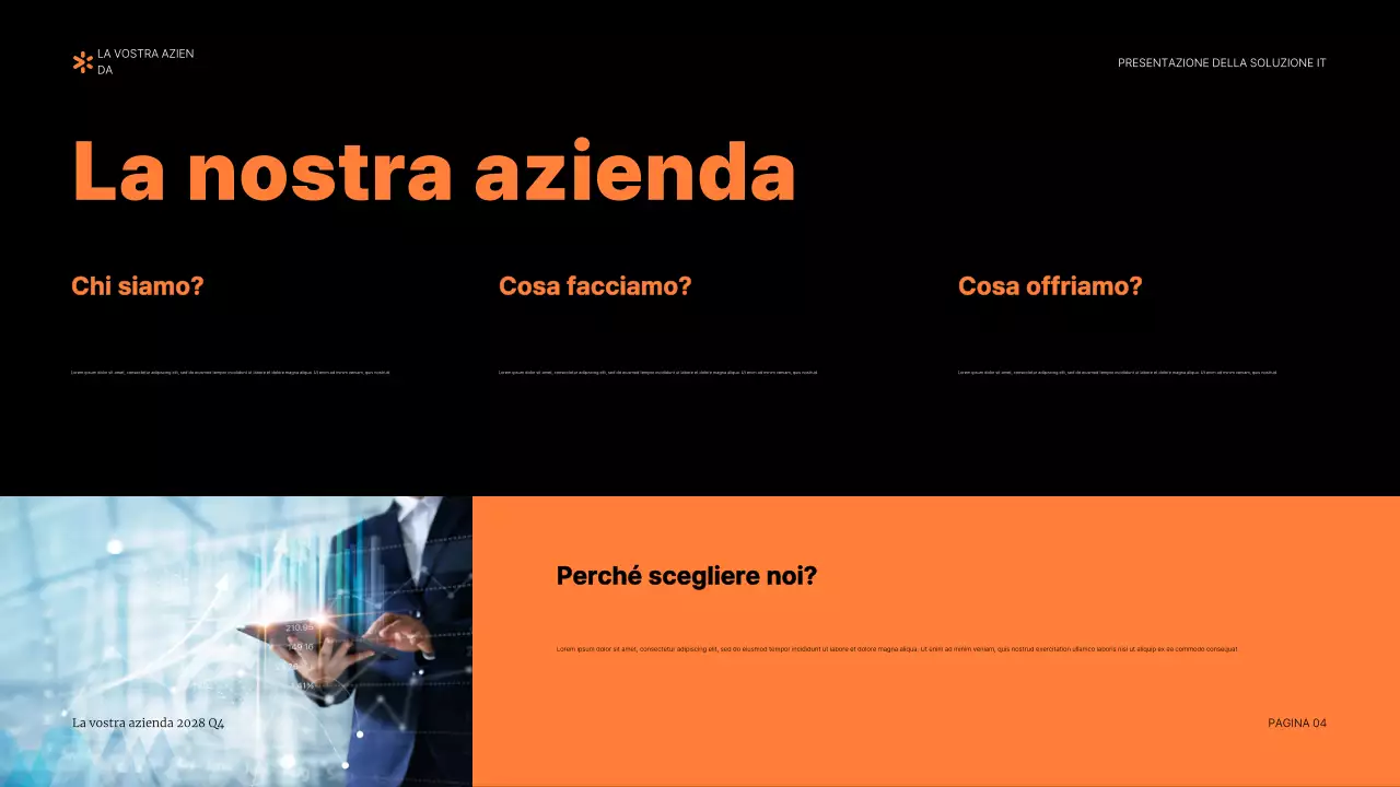 documento di presentazione IT moderno arancione