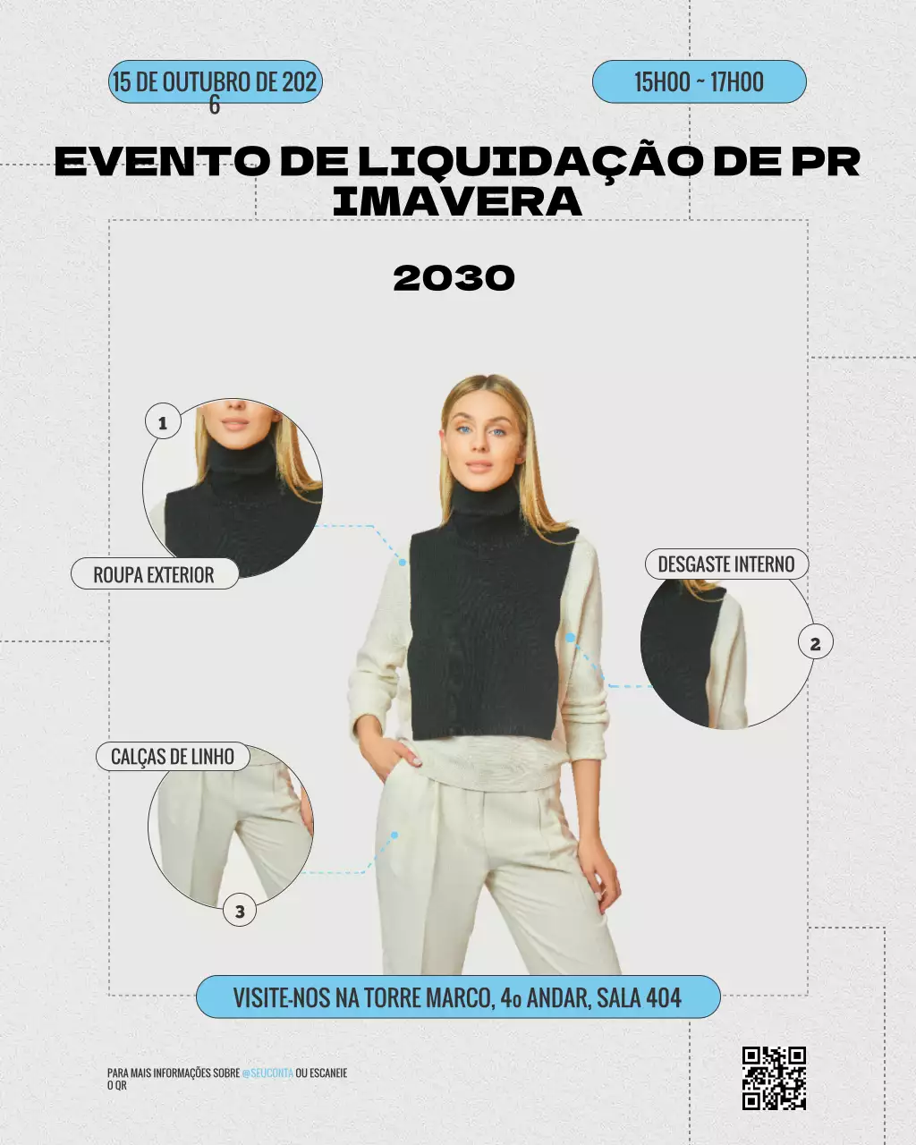convite para curso de moda retrô colorido