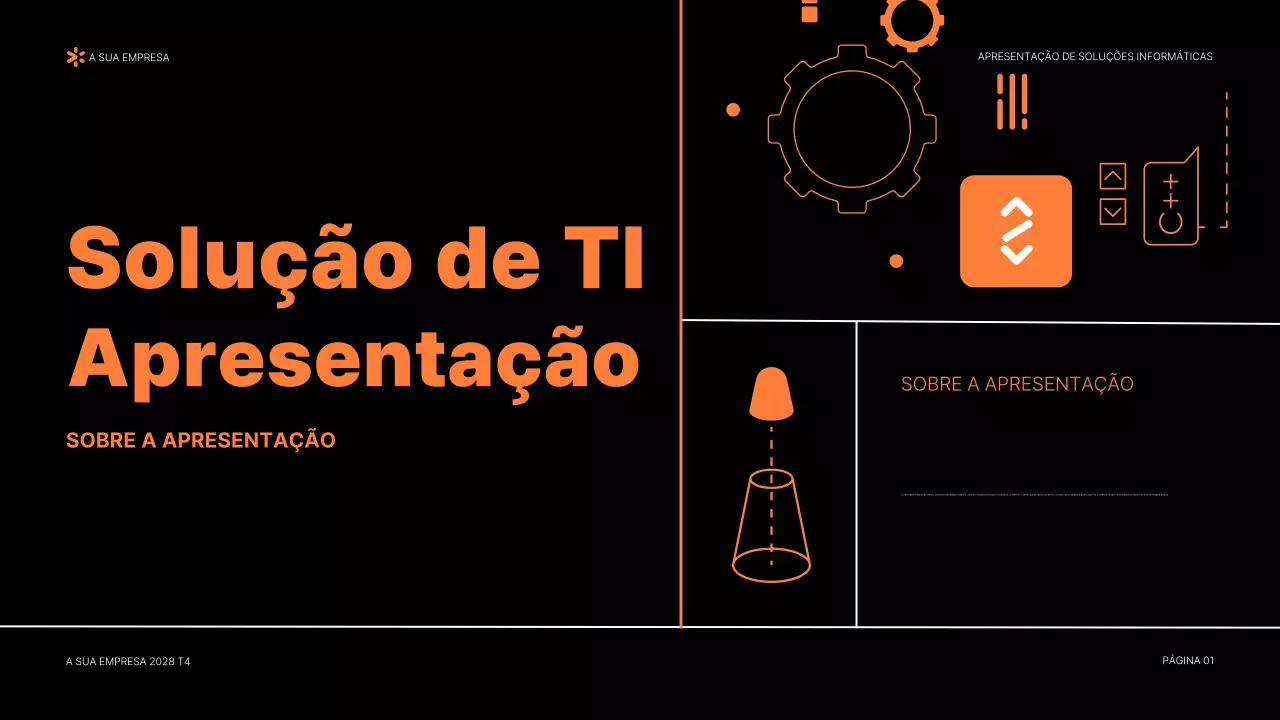documento de apresentação de TI moderno laranja