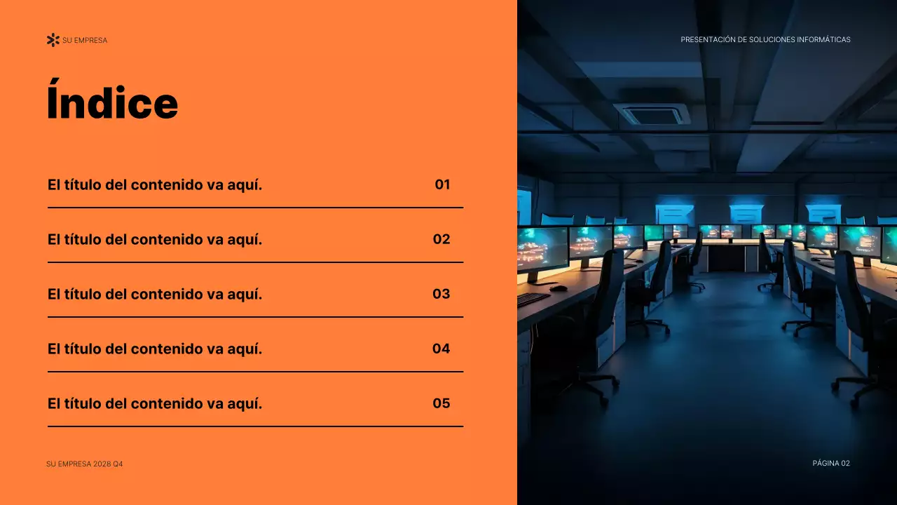 Documento de presentación de TI moderno de color naranja