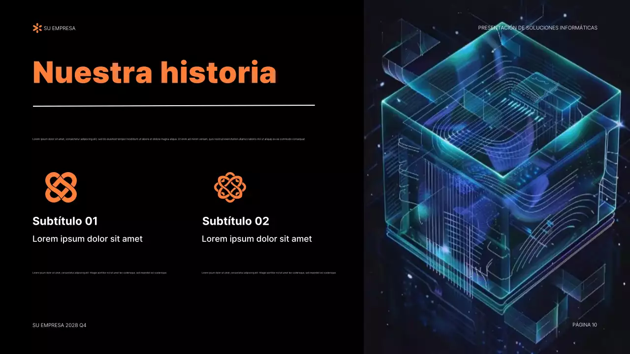 Documento de presentación de TI moderno de color naranja