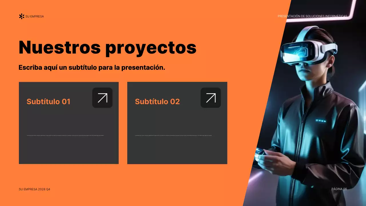 Documento de presentación de TI moderno de color naranja