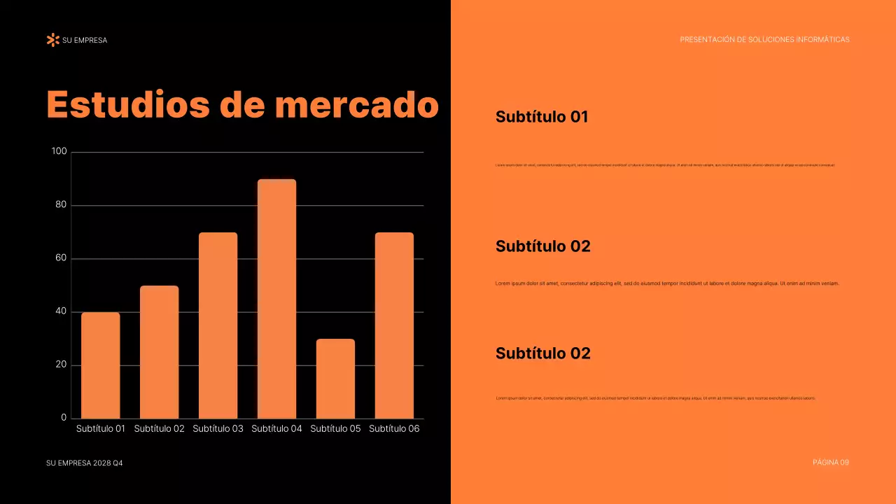 Documento de presentación de TI moderno de color naranja