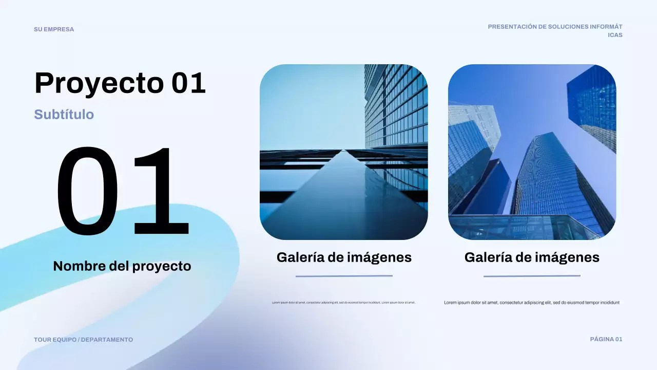 Presentación de TI moderna en color azul