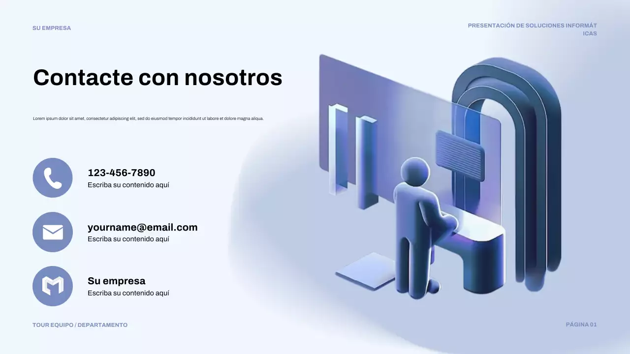 Presentación de TI moderna en color azul