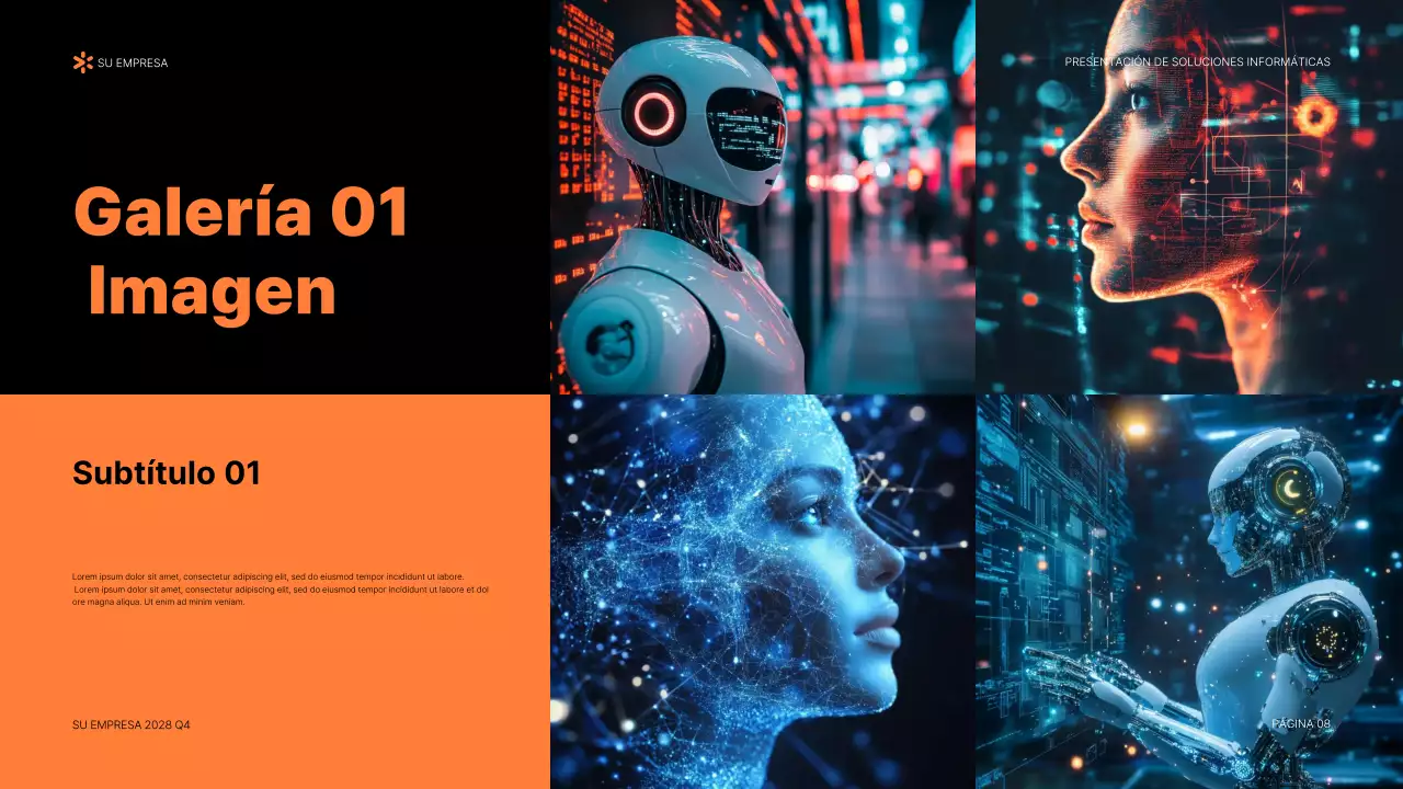 Documento de presentación de TI moderno de color naranja