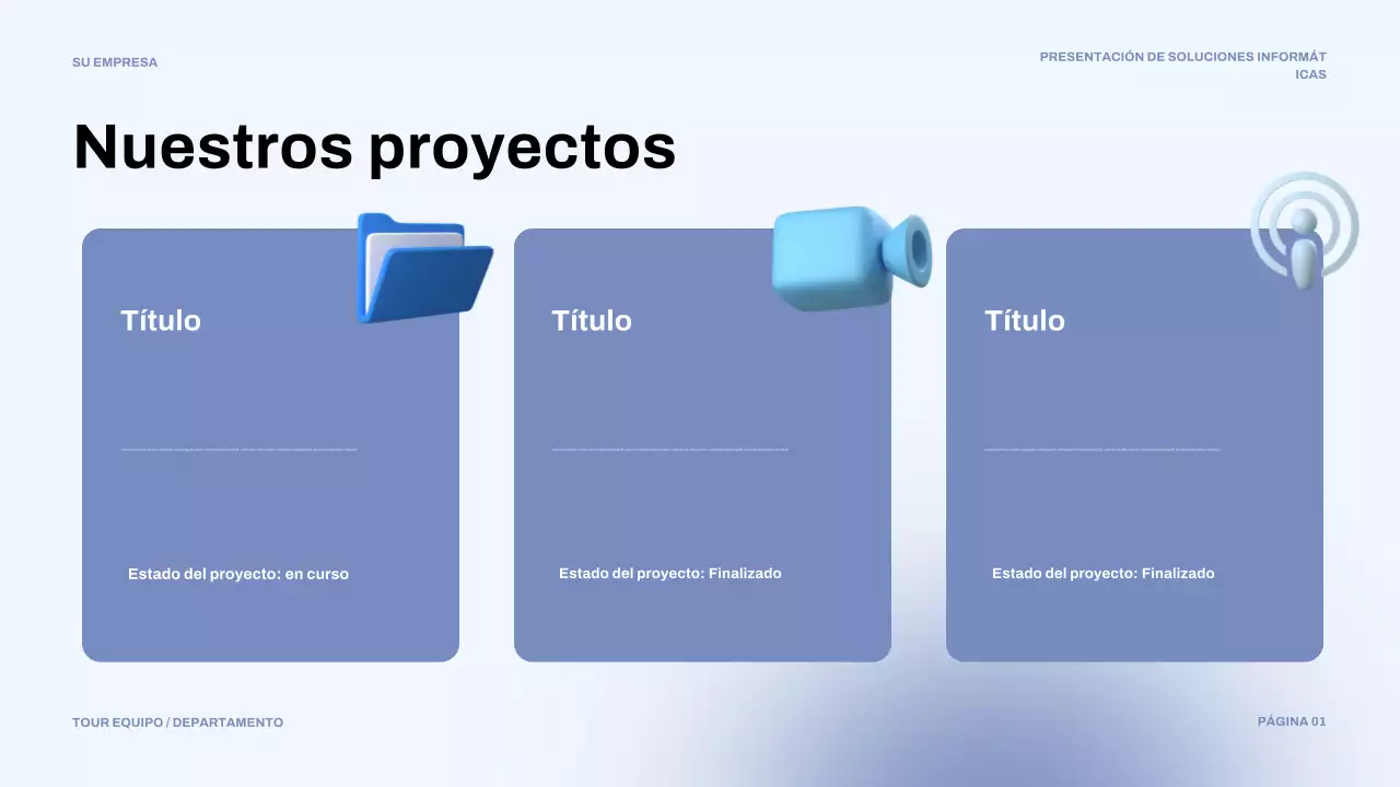 Presentación de TI moderna en color azul