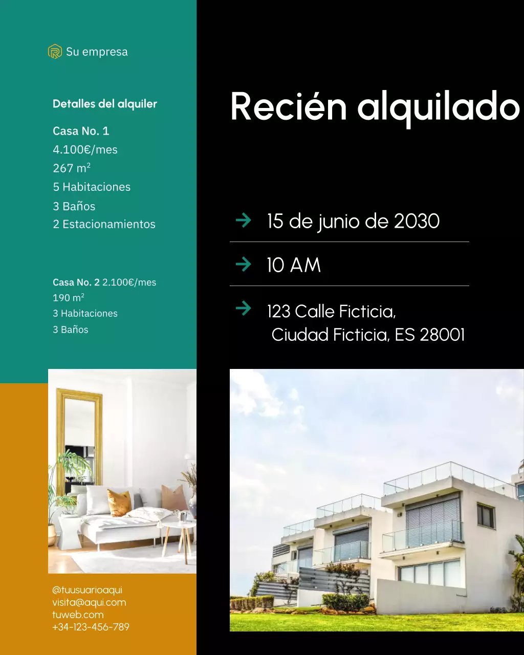 Anuncio inmobiliario moderno en color beige