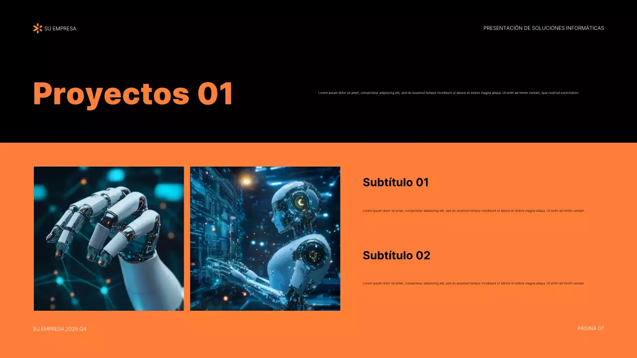 Documento de presentación de TI moderno de color naranja