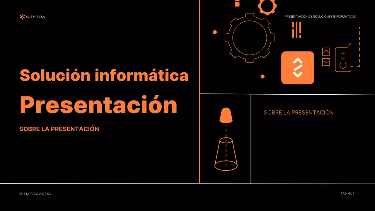 Documento de presentación de TI moderno de color naranja