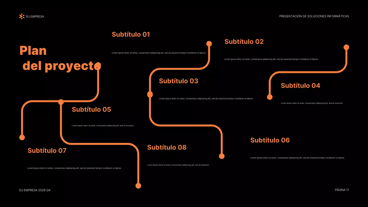 Documento de presentación de TI moderno de color naranja
