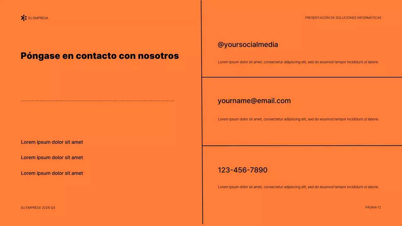 Documento de presentación de TI moderno de color naranja